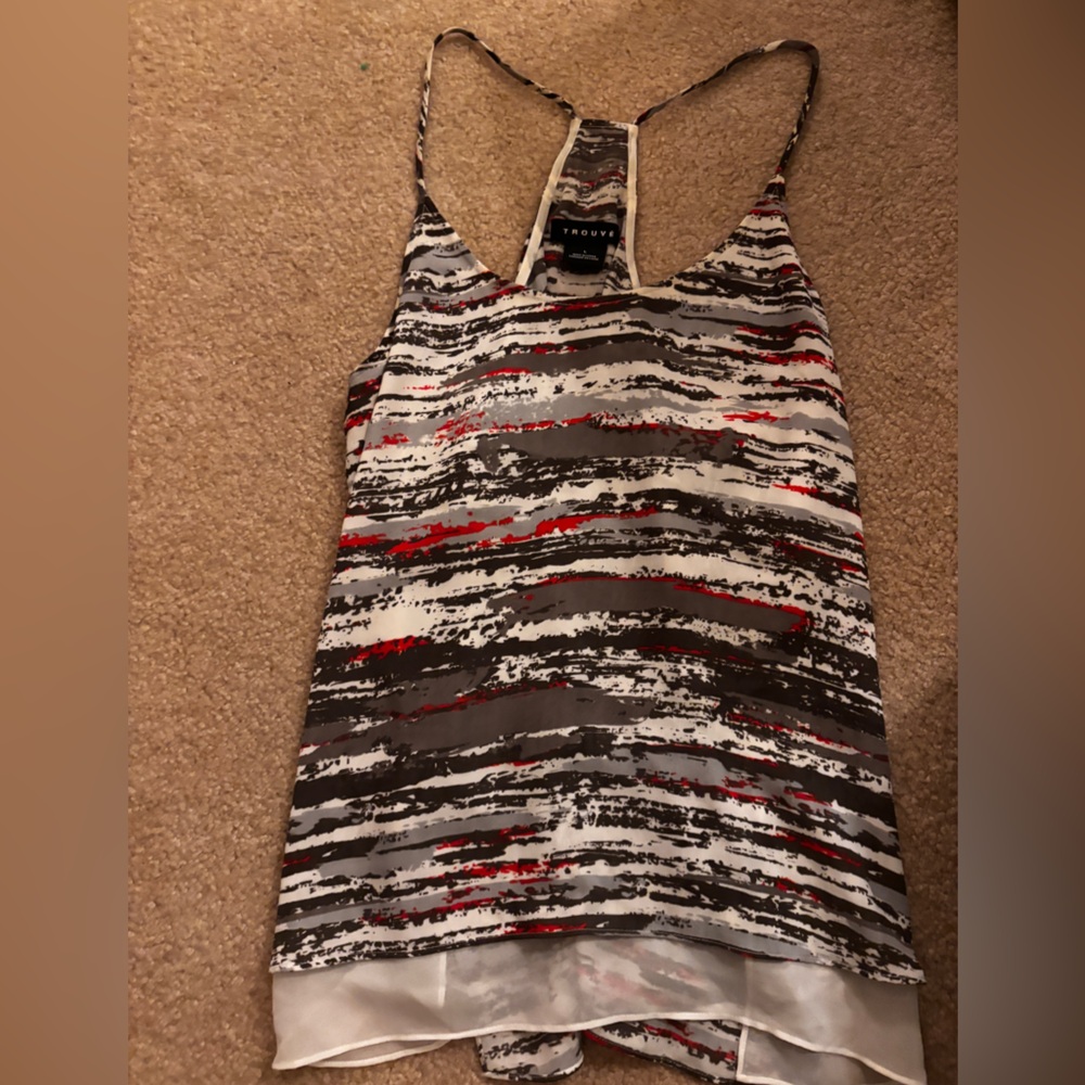 Trouve Black and White Asymmetrical Camisole Top